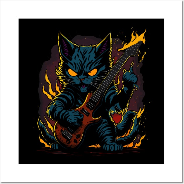 Heavy metal Cat, Hard Rock, Kitten Wall Art by Stoiceveryday